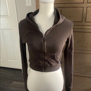 Urban Outfitters Brown Fitted Cropped Sweatshirt